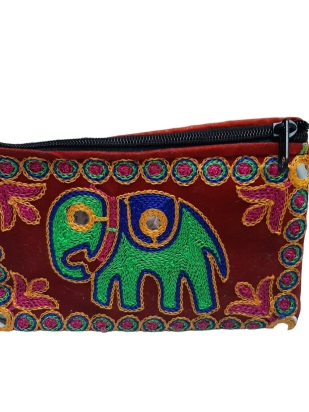 Boho Elephant Embroidered Clutch Handbag Handmade Indian Gypsy Bohemian Purse